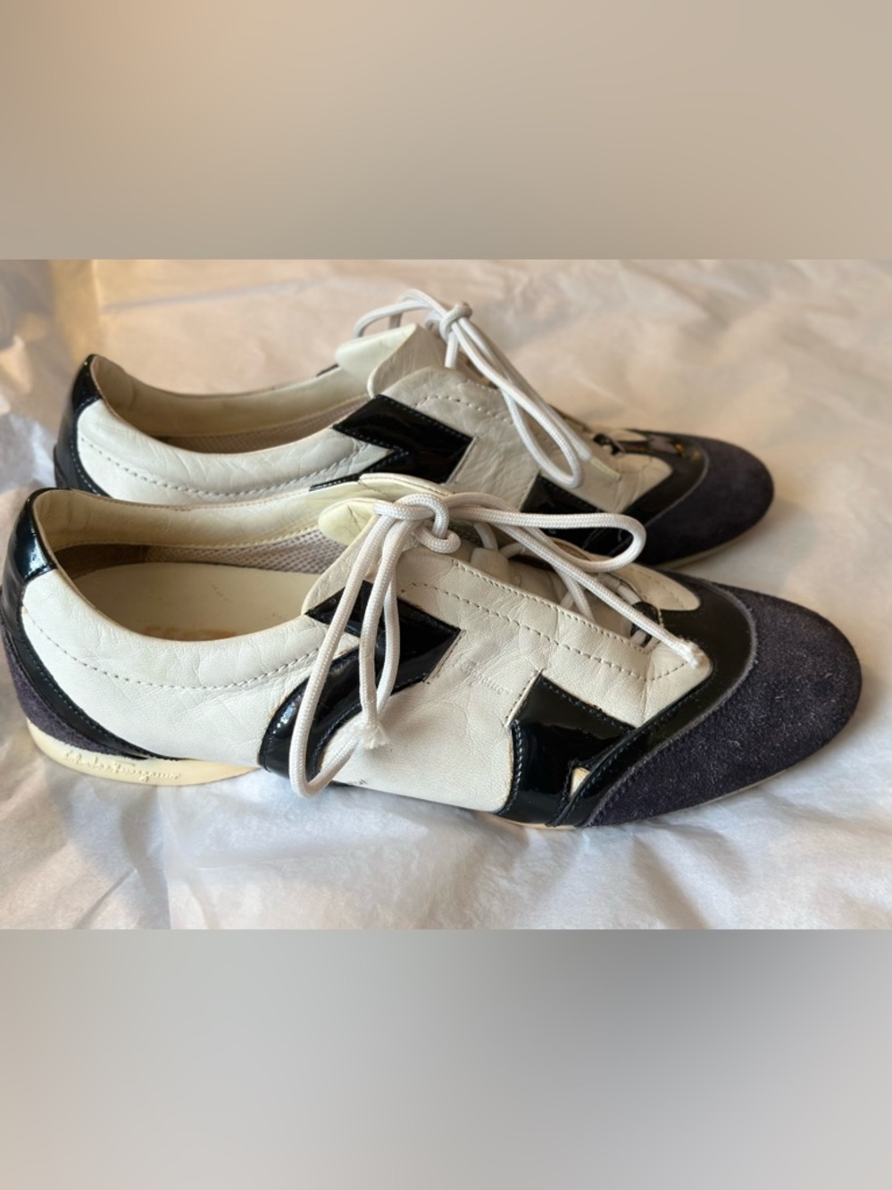 Salvatore Ferragamo Lace-Up Tennis Flats - Picture 2 of 16